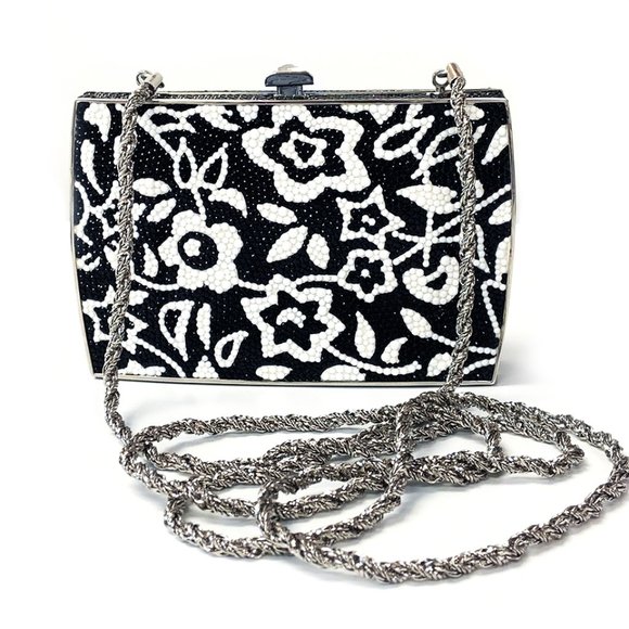 KATHRINE BAUMANN CONVEX BLACK & WHITE BLOSSOM CLUT - Picture 1 of 6